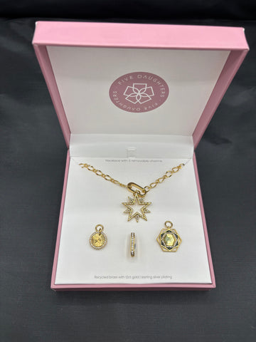 Five Daughters Necklace and charm set - Gold plate